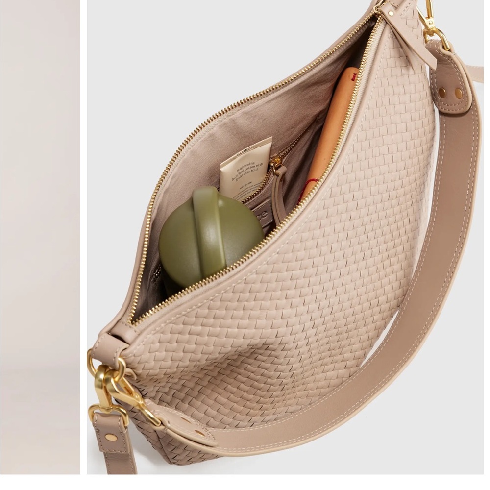 Italian Leather Convertible Crescent Handwoven Shoulder Bag New without tags